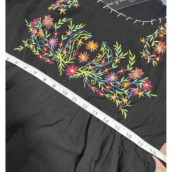 NWT Floral Embroidered Maxi Dress 1X Boho Cottage India Artsy Lagenlook Rayon - Picture 7 of 12